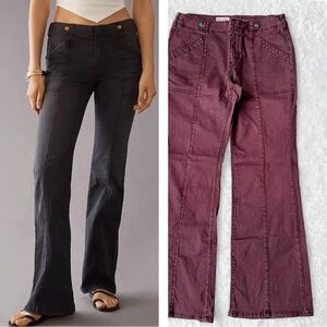 Pilcro Anthropologie Woman Burgundy Bootcut Flare Pants US27 Boho Hippie Folk